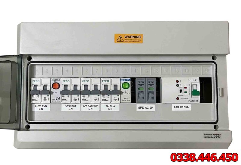 Tủ ATS 10kW 1 Pha Hybrid
