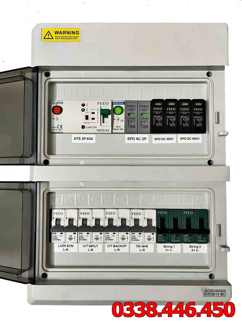 Tủ ATS 10kW 1 Pha 2 string
