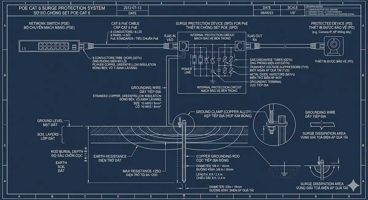 Tại sao Camera bị cháy khi có sét? 3 nguyên nhân "ngầm" & Cách cứu vãn 2 Hướng dẫn lắp đặt thiết bị chống sét lan truyền cho hệ thống camera an ninh