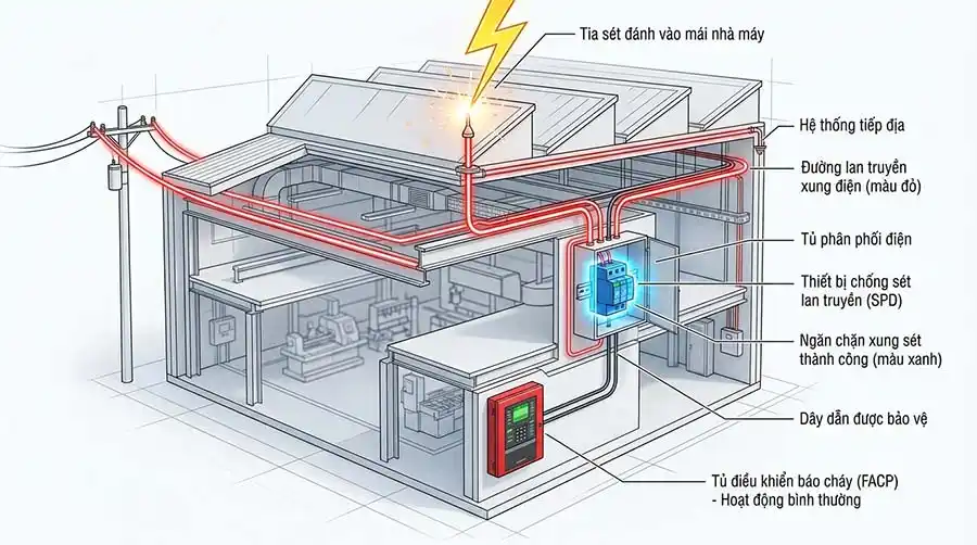 Chống Sét Hệ Thống Báo Cháy: Bảo Vệ Tủ Trung Tâm, Loop & Đầu Báo 1 so do chong set cho he thong PCCC